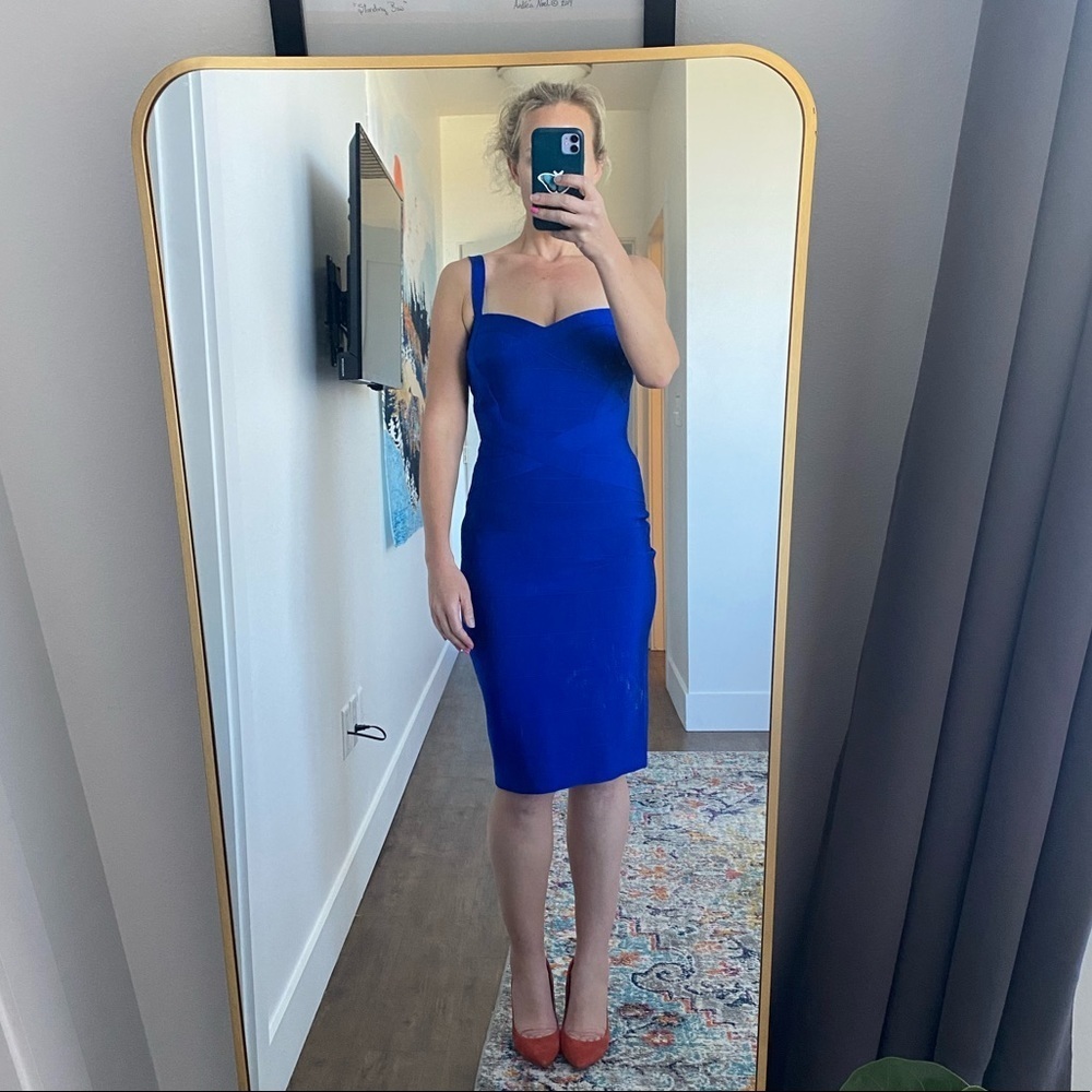 Heidi Bandage Mini Dress - Royal Blue SZ Large - Picture 1 of 11